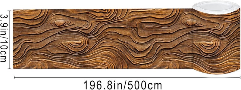 IVN Wallpaper Border Wood Texture Pattern Design 4x196 Inch Peel and Stick Wallpaper Border for Mirror Frame Bathroom Laundry Room Pool Area Living Room Wall Decor - Image 3